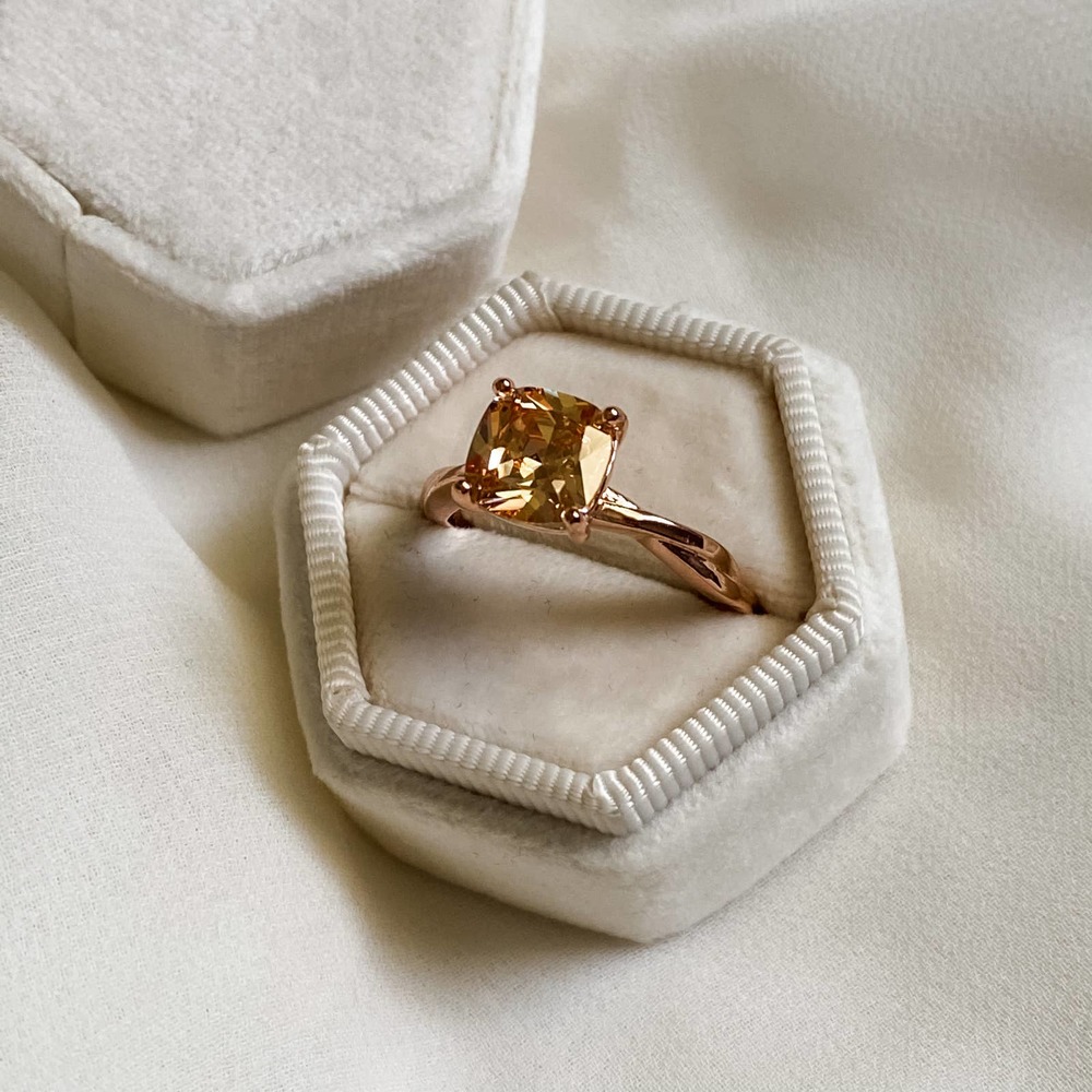 Rose Gold Morganite Cushion Cut Ring - Picture 8 of 10